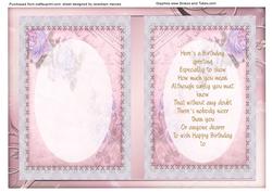 Birthday Incert Pink . with Verse