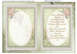 Birthday Incert Sage , with Verse