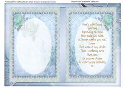 Birthday Incert Blue , with Verse