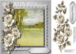 Beautiful Silver 8x8 Card with Roses