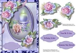 Beautiful Lilac Candle and Blush Roses