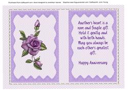 Incert, Anniversary Lilac with Verse