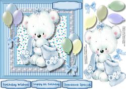 Littel Teddy with His Blue Blanket