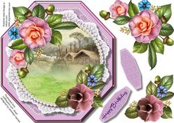 Beautiful Octagonal Card with Camellias