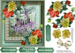 Beautiful Roses and Summer Scene .