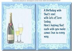 Lilac Incert Birthday with Verse , Champagne and Glasses