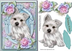 Lovely Cute Westie with Roses
