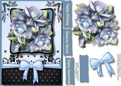 Lovely Blue Roses on Blue and Black Bracket