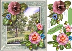 Beautiful Cammelias and Crchard Scene 