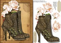 Beautiful Leopard Skin Buckle Boots and Cream Roses 