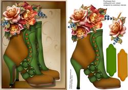 Beautiful Tan and Green Buckle Boots and Autumn Roses