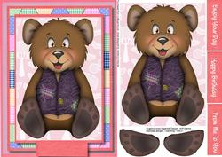 Happy Lilac Patchwork Bear