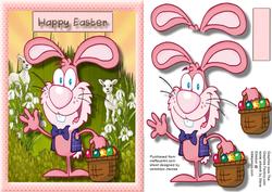 Lovely Pink Bunny with the Easter Eggs