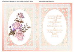 Incert Peach Floral, with Verse