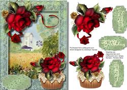 Beautiful Red Roses and Cupcake