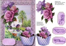 Beautiful Lilac Roses and Cupcake