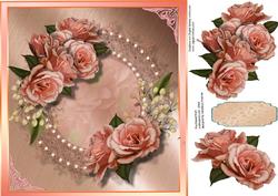 Beautiful Peach Roses on a Pearl Frame