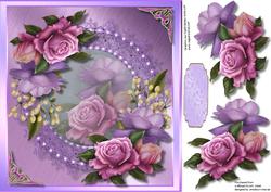 Beautiful Lilac Roses in a Pearl Frame