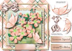 Beautiful Peach Blosson and Butterfly's