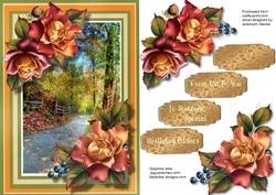 Beautiful Country Scene and Autumn Roses 