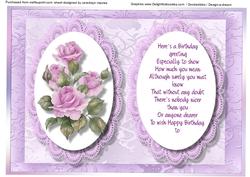 Beautiful Lilac Incert with Roses and Verse