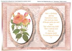 Beautiful Peach Incert with Roses and Verse