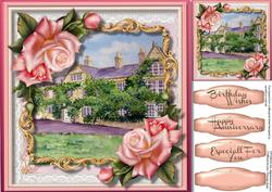 Beautiful 8x8 Scenic Card Topper and Roses