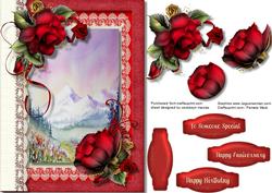 Beautiful Alpine Meadow and Red Roses 