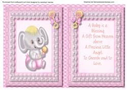 Incert Pink Elphant , with Verse