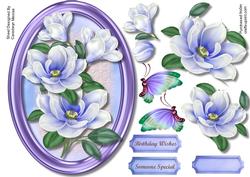 Beautiful Lilac Magnolias in a Oval Frame