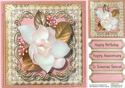 Beautiful 8x8 Magnolia and Gold Leaves