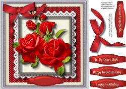 Beautiful 8x8 Card Front , with Stunning Red Roses, 4