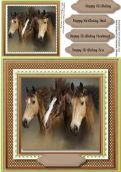 Beautiful 8x8 . Trio of Horses 