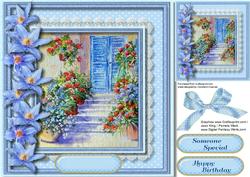 Beautiful Scene and Blue Flowers