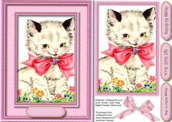 Lovely White Kitty in a Pink Bow