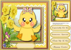 Lovely Little Easter Chick in the Daffodils