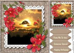 Beautiful Sunset and Red Flowers