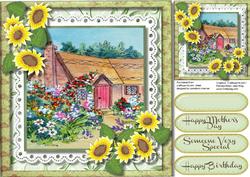 Beautiful Sunflowers at the Cottage Gate