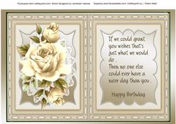 Incert with Verse and Cream Roses