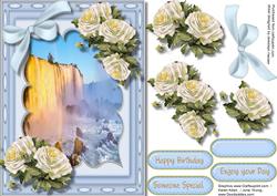 Stunning Waterfall and White Roses