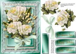 Beautiful White Roses Ina Aqua Green Frame