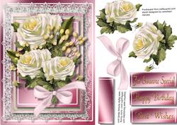 Beautiful White Roses in a Pink Frame