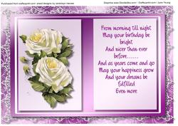 Incert White Roses with Vers on Lilac Frame 