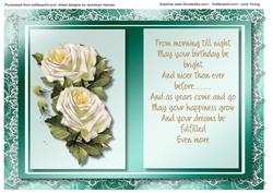 Incert White Roses with Vers in Aqua Green Frame