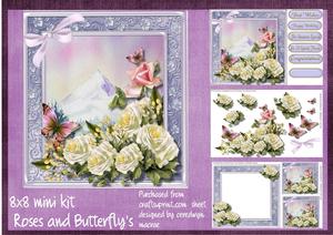 8x8 Mini Kit White Roses and Butterfly's