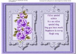 Incert with Verse and Lilac Roses