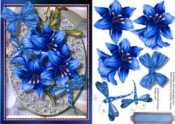 Lovely Deep Blue Lilly's and Dragonfly