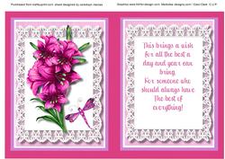 Incert with Verse and Deep Pink Lilly's