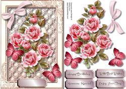 Beautiful Pink Roses on Lattace Lace 
