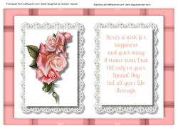 Incert in Pink with Verse and Pink Roses